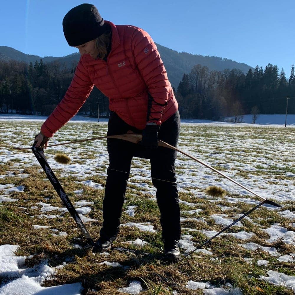 Bogen mit Spanngurt spannen